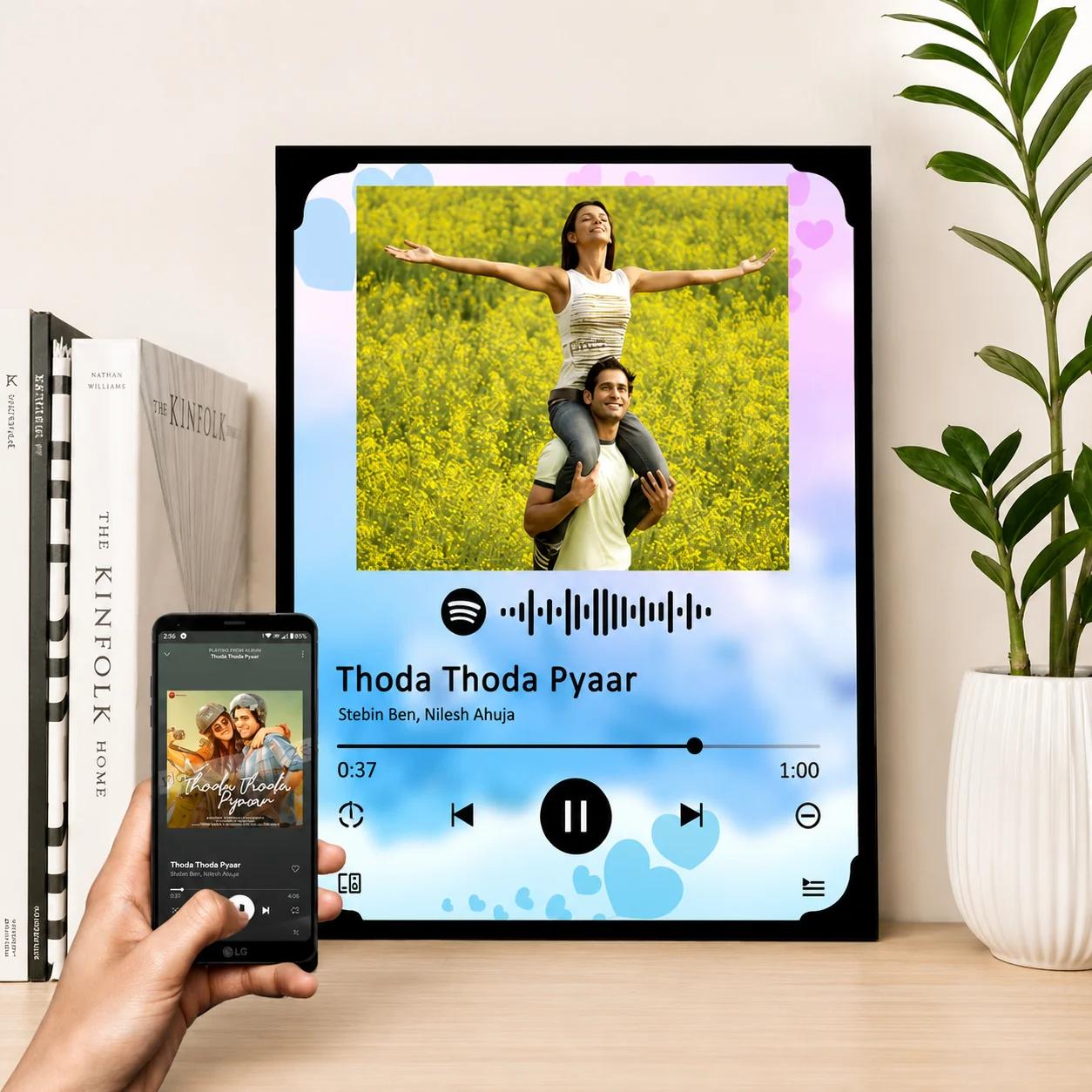 Personalized Wooden Spotify Plaque Song And Photos Of Your Choice(Small A5 6x8 inches