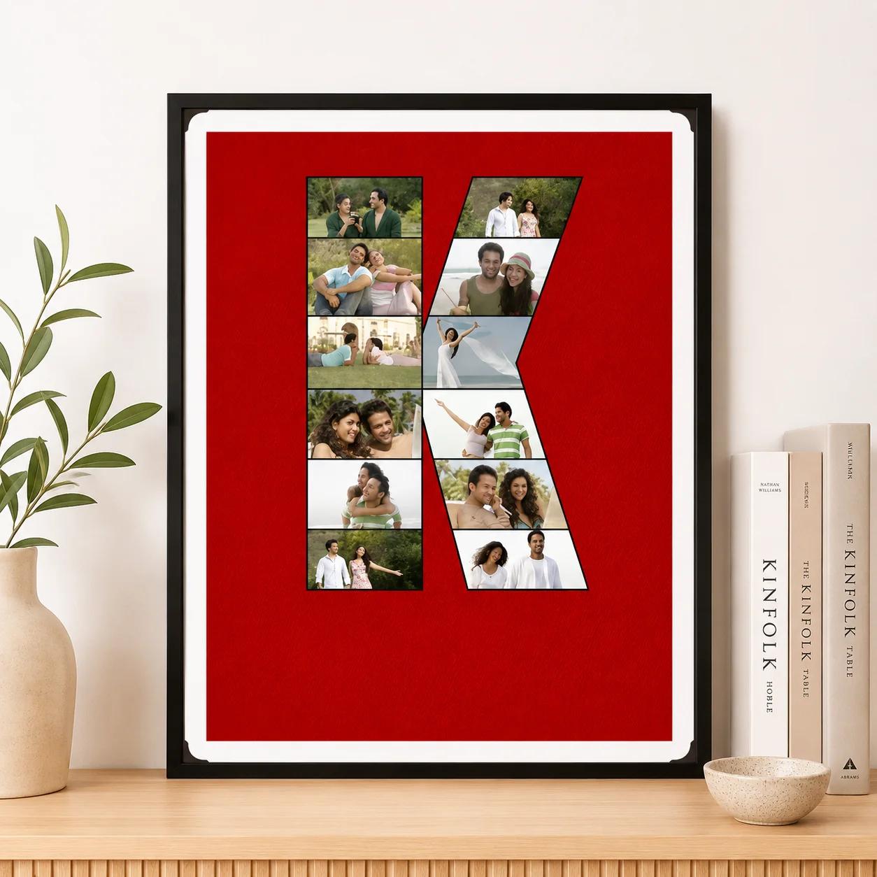 Personalized One Alphabet Letter Photo Frame Gift for Anniversary(12*12) Size
