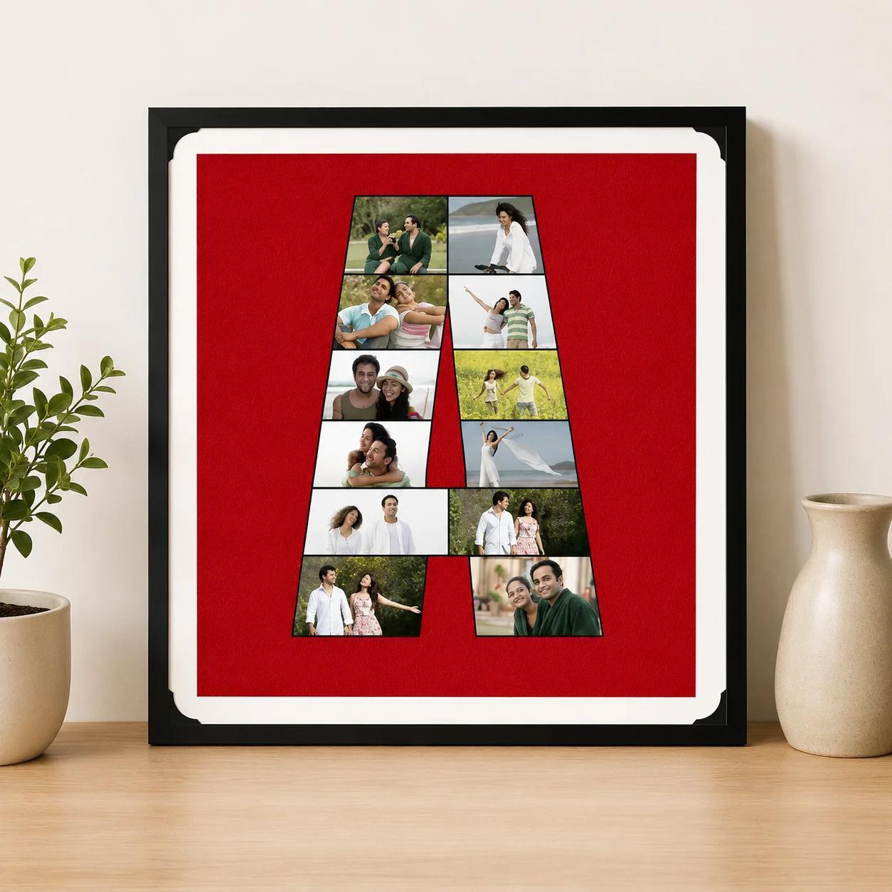 Personalized One Alphabet Letter Photo Frame Gift for Anniversary(16*16) Size