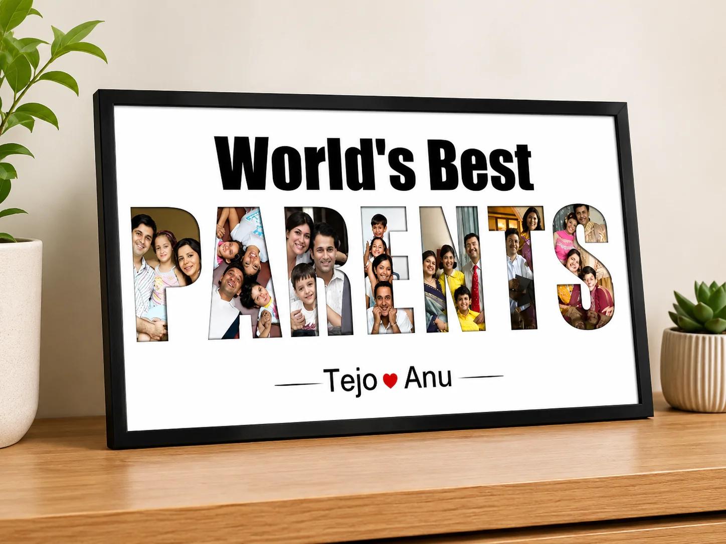 Personalized World's Best Parents Photo Frame Gift for Anniversary