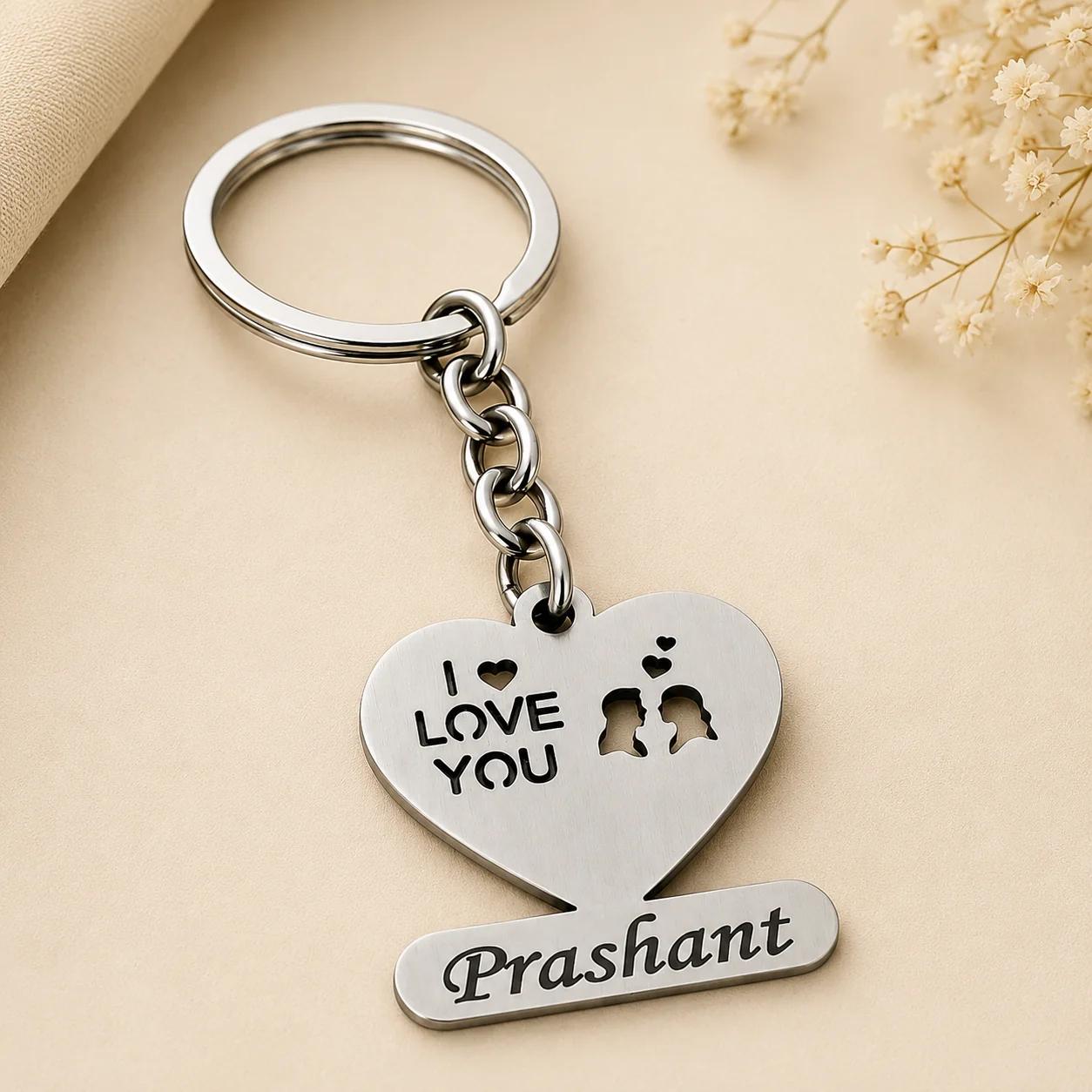 Personalized I Love You Heart Keychain Gift for Valentine's Day/Anniversary