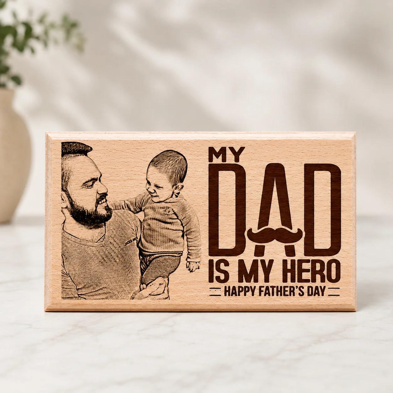 Personalized Fathers Day Wooden Photo Frame Gift for Daddy (9*6) Medium Size