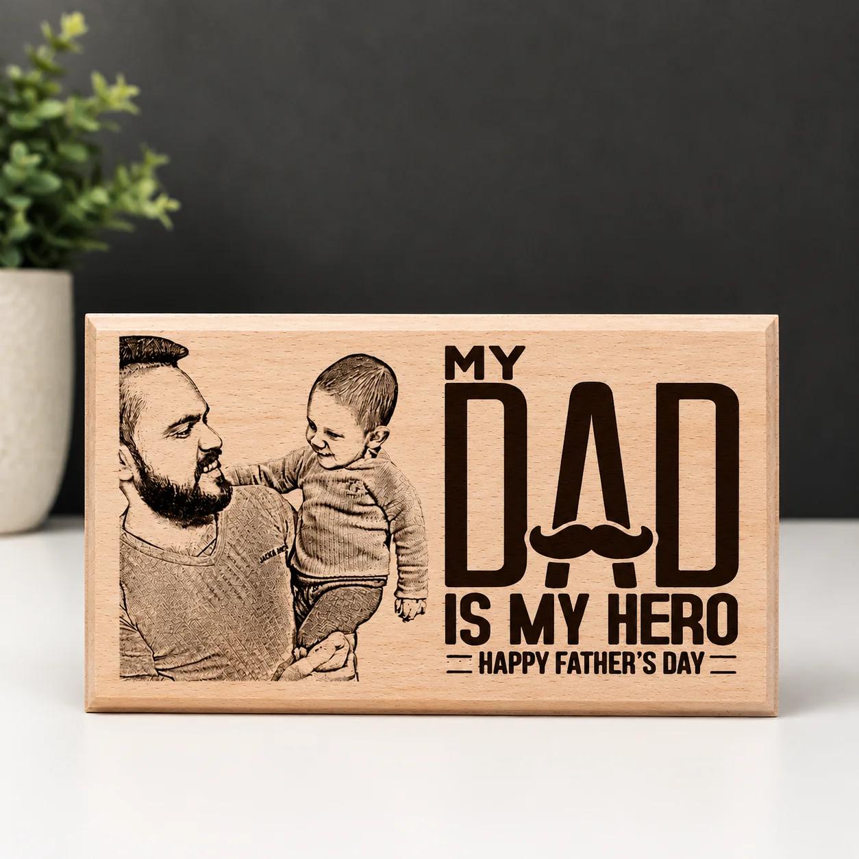 Personalized Fathers Day Wooden Photo Frame Gift for Daddy (10*8) Large Size