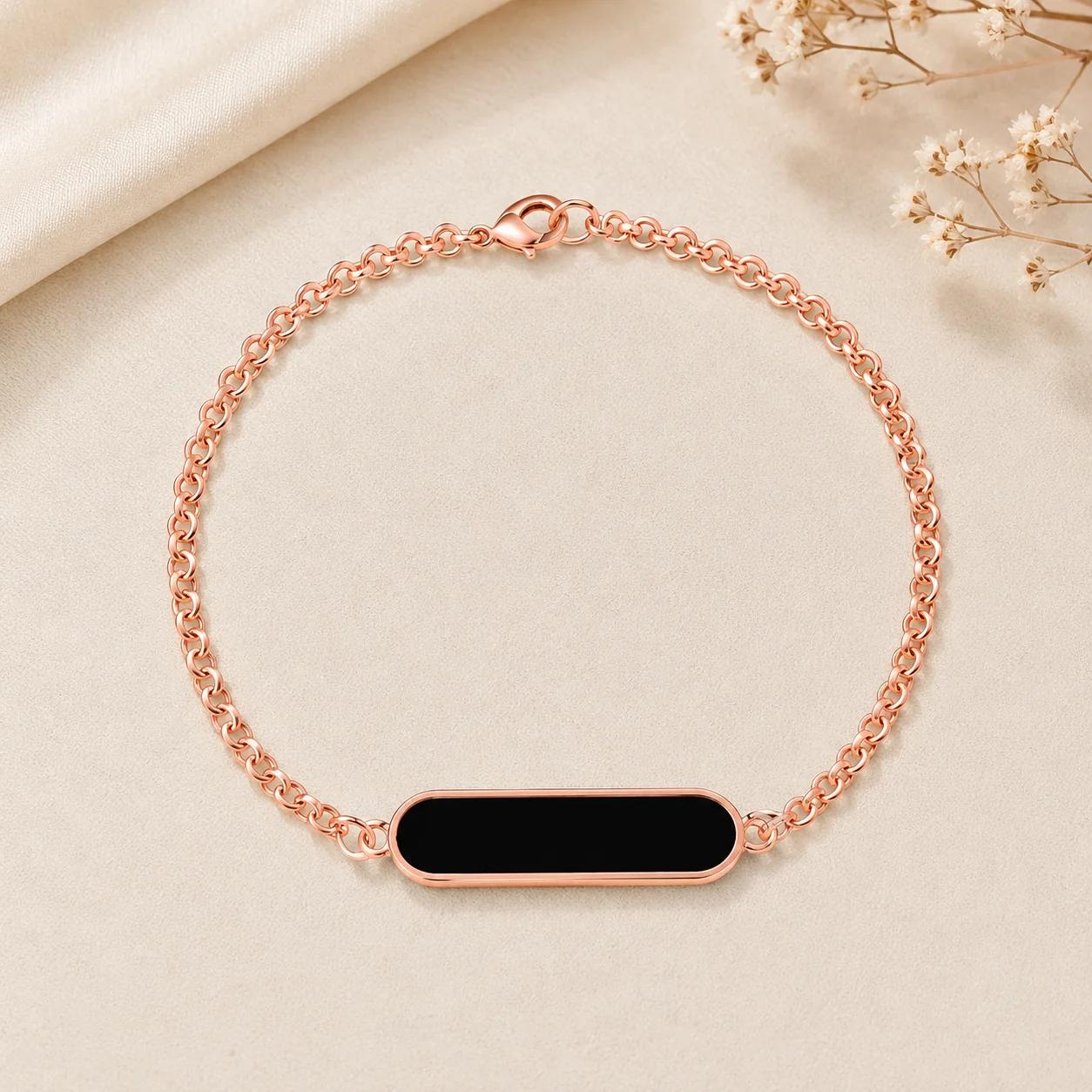 Personalized Name Bracelet Chain for Men and Women (Rose Gold)
