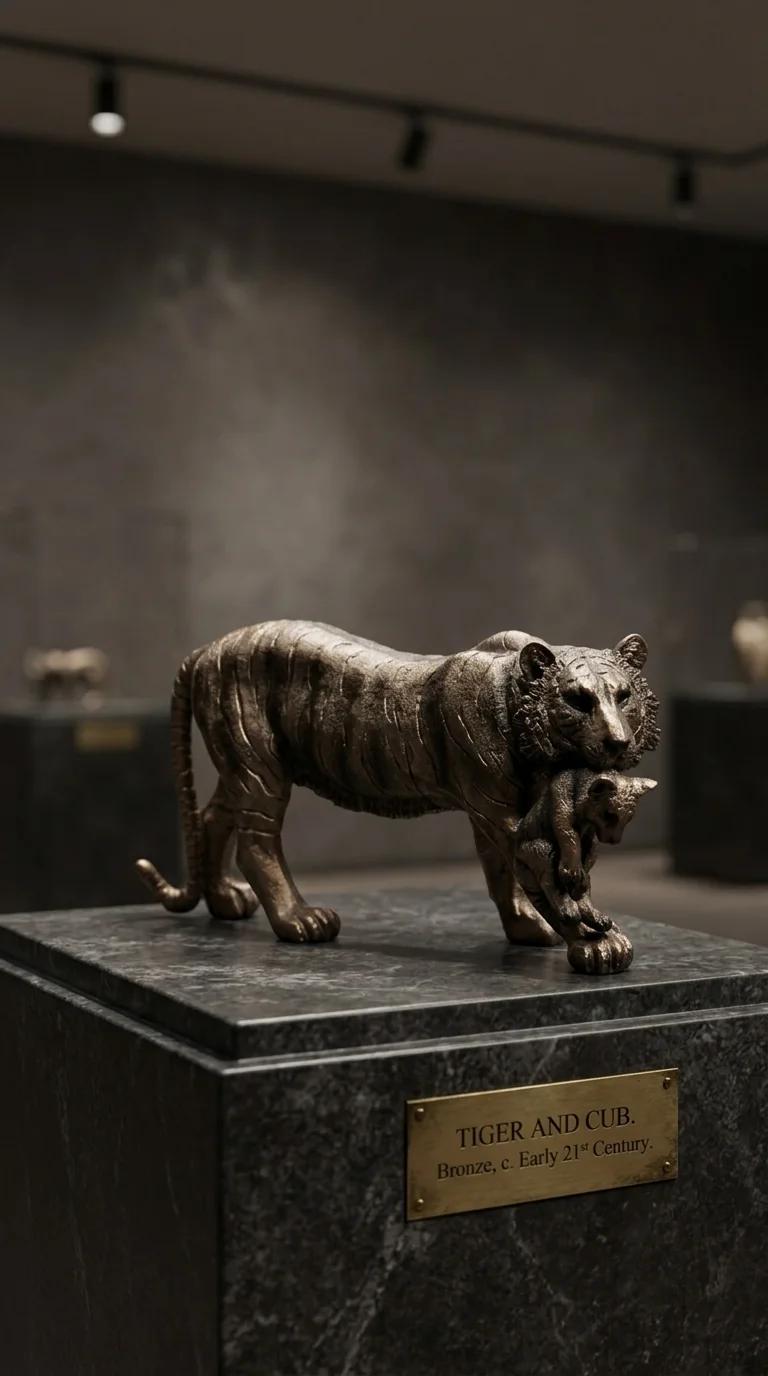 MH Decors Elegant Polyresin Lioness with Cub Showpiece for Home and Office Decor