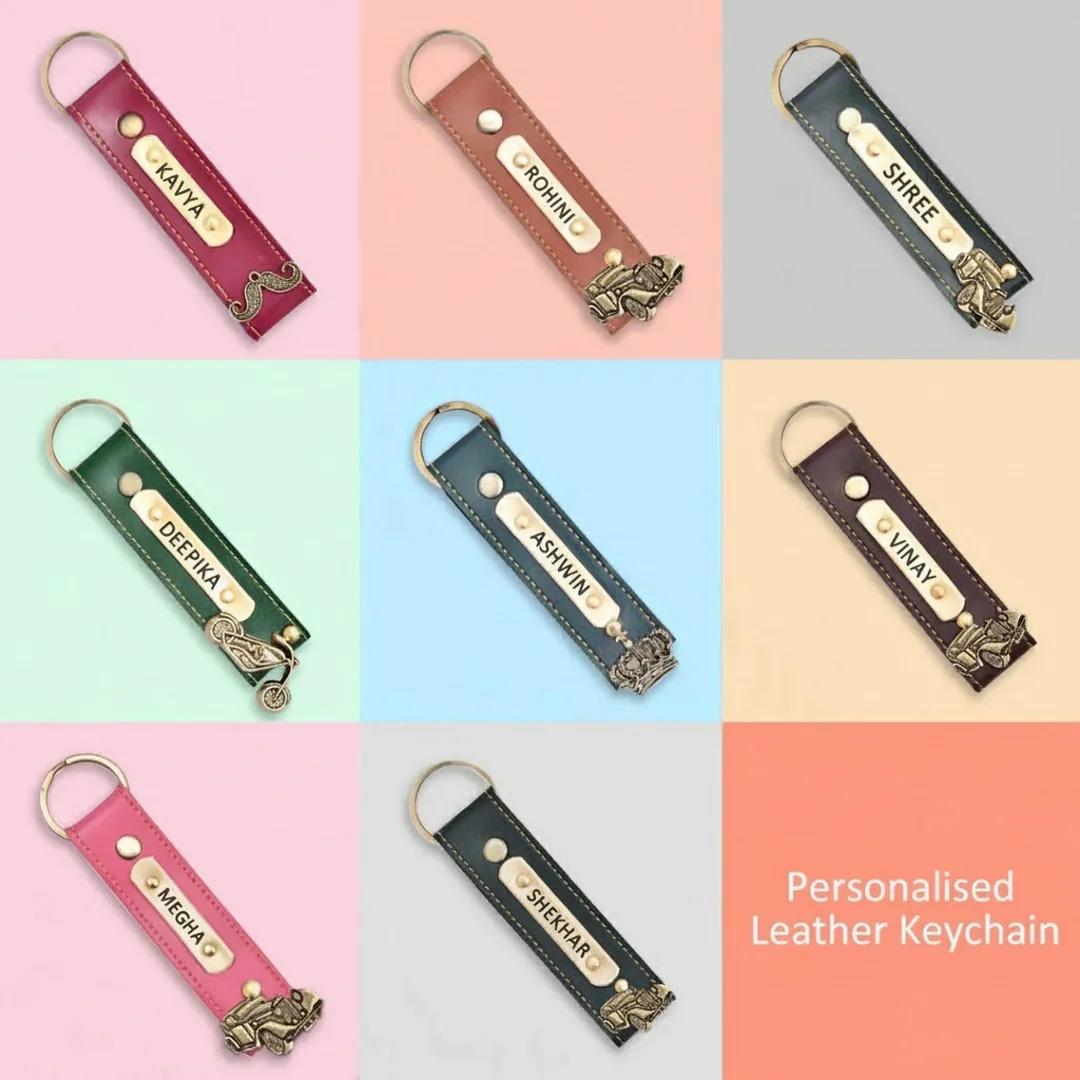 MH Decors Personalised Leather Keychain Black Customizable and Stylish