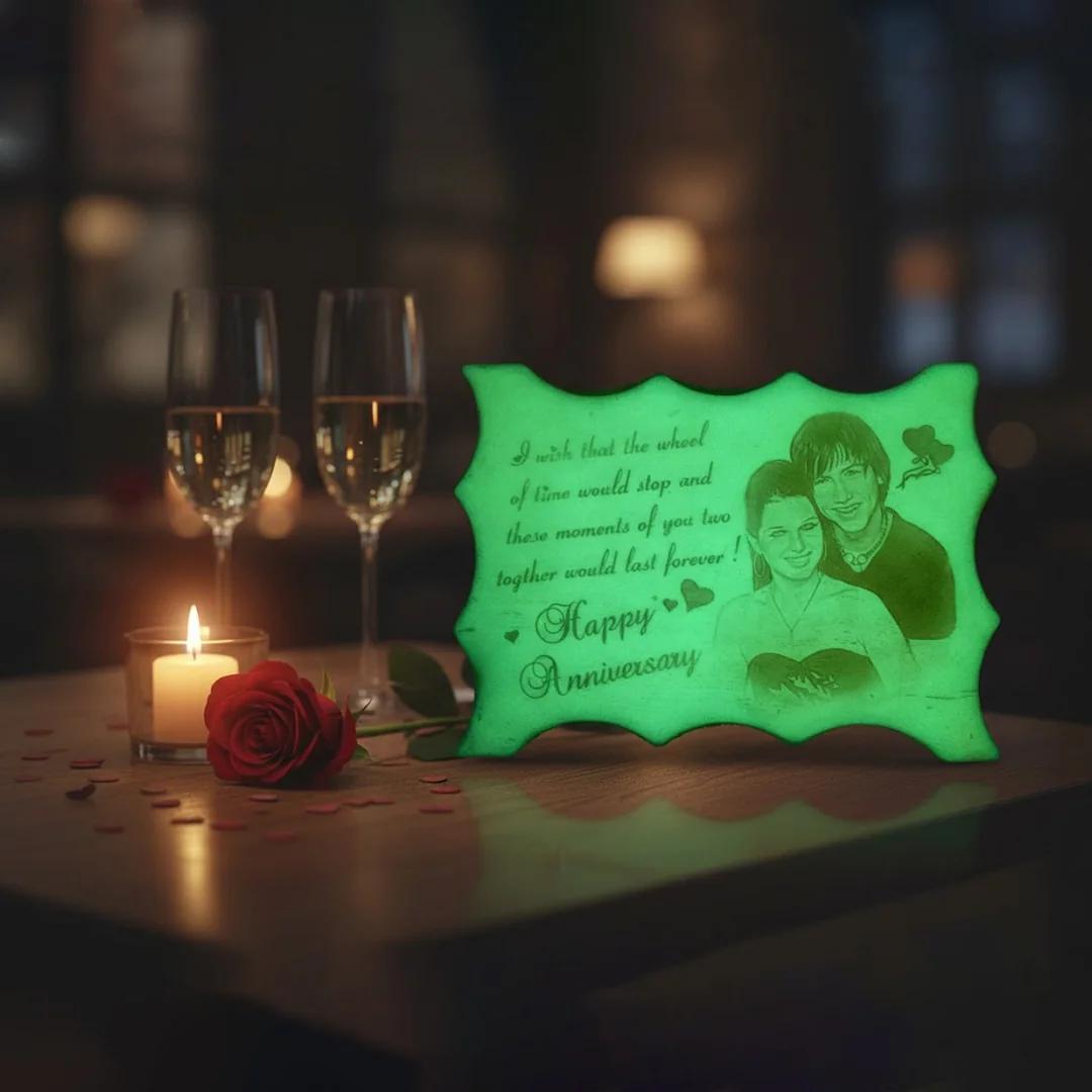 MH Decors Custom 5x7 Radium Photo Frame – Engraved with Glow Effect