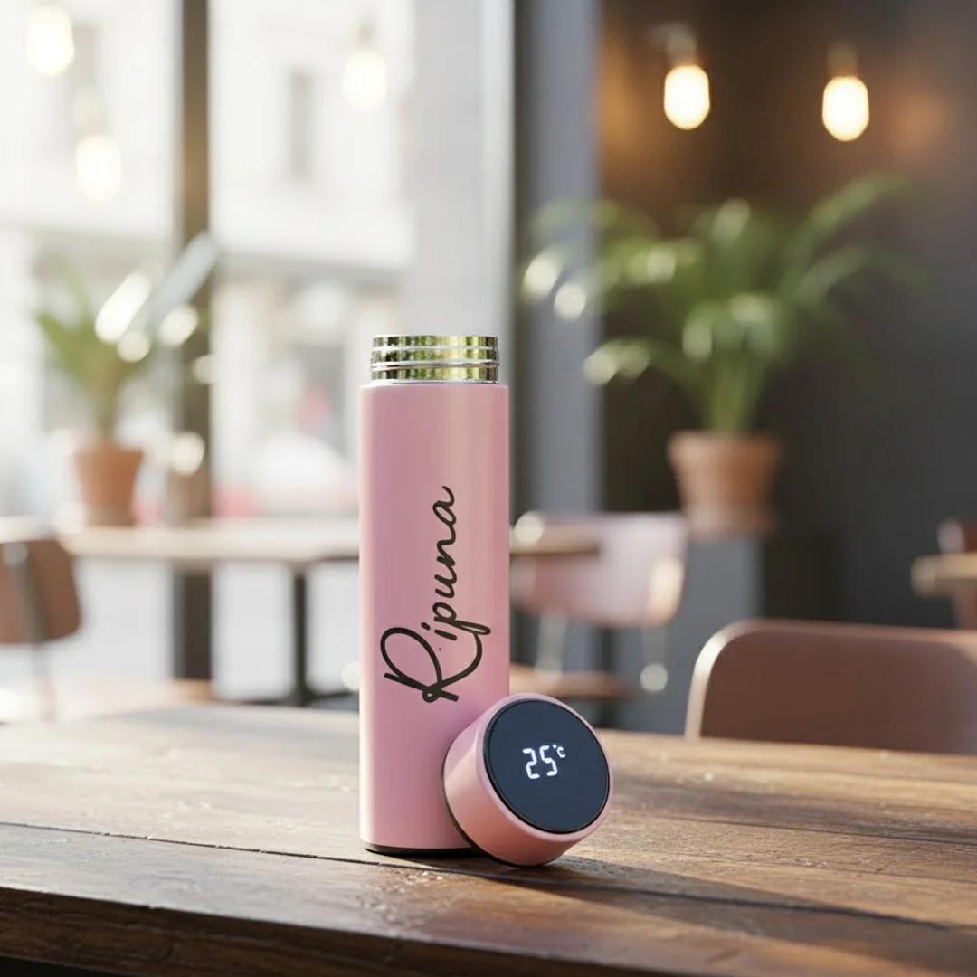 MH Decors LED Temperature Display Smart Water Bottle – Pink