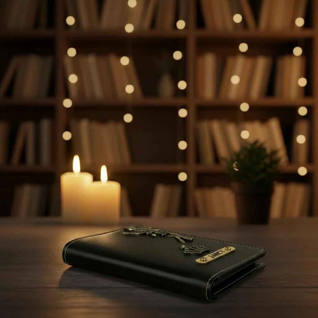 MH Decors Premium Black Passport Holder – Personalized with Name and Charm