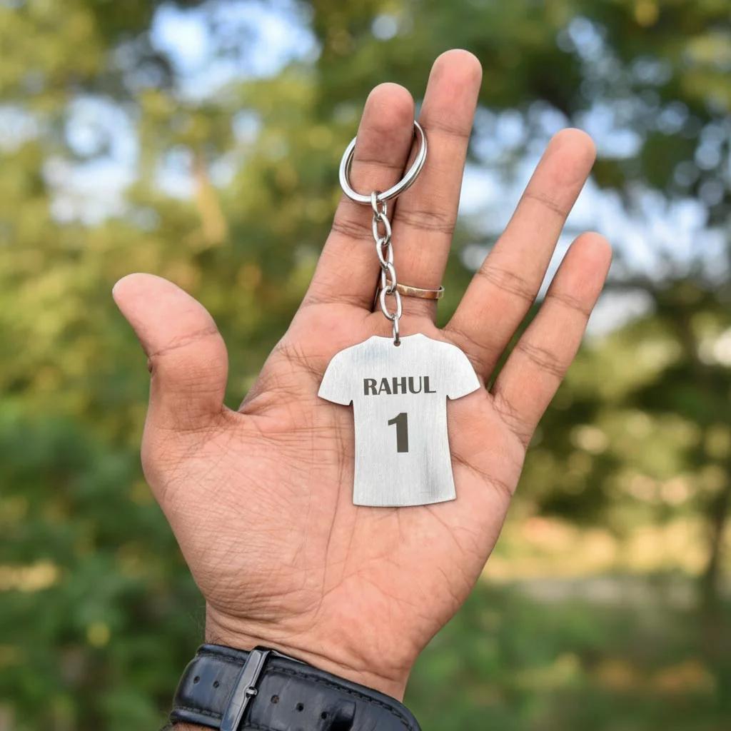 Zpics Steel Jersey Keychain with Custom Engraving