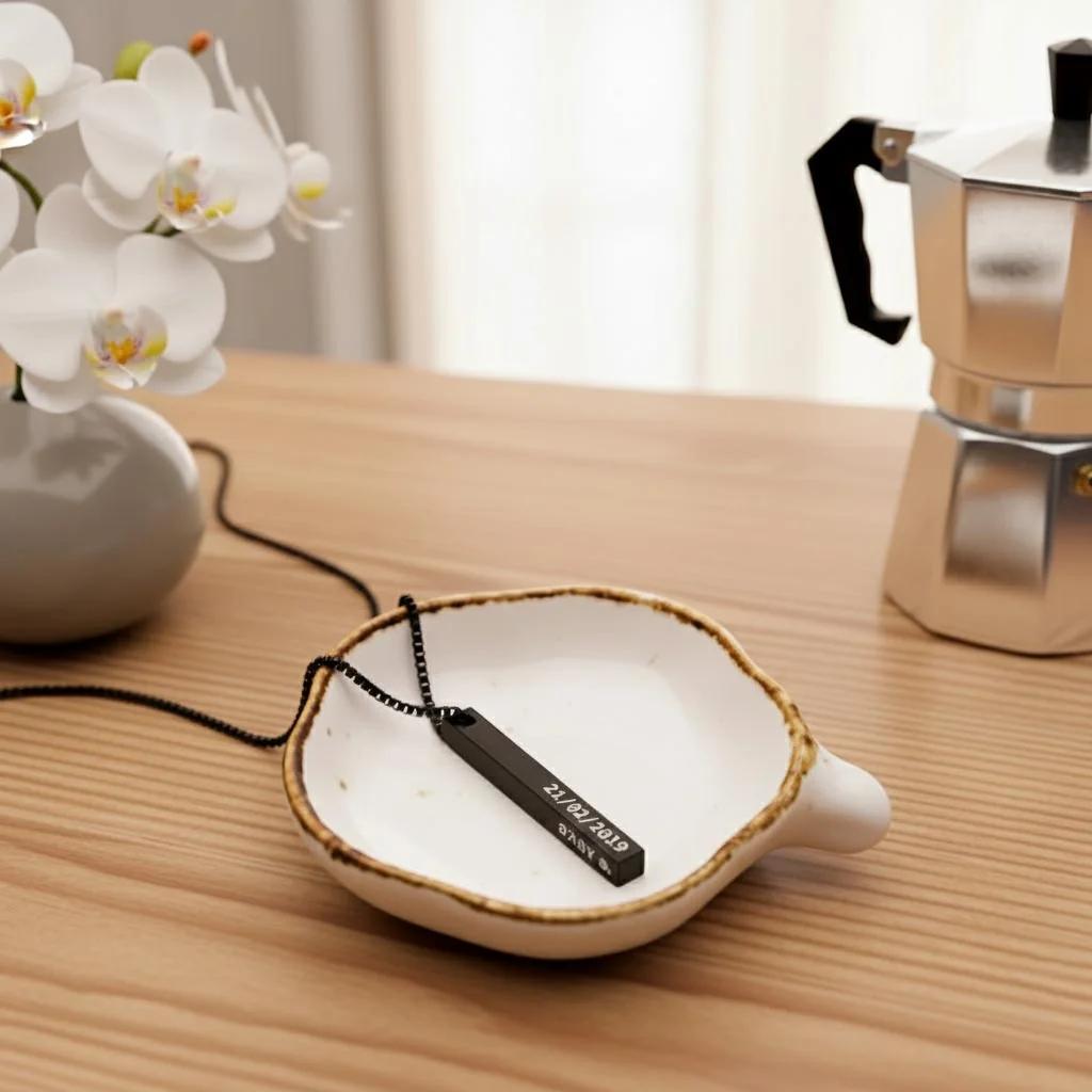 Zpics Custom 3D Bar Pendant Necklace