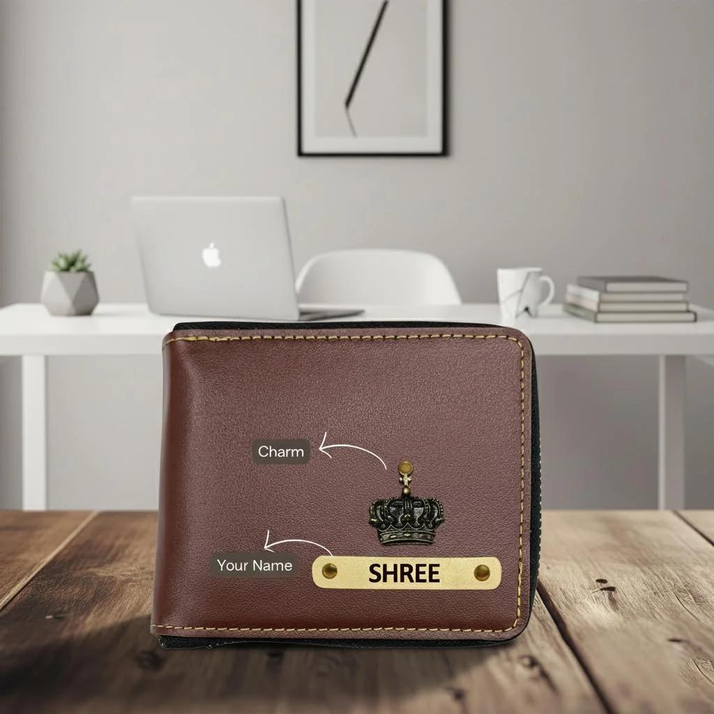 Zpics Leather Zipper Wallet for Men