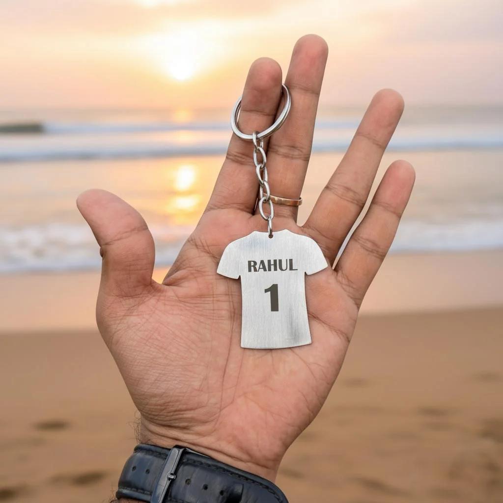 MH Decors Custom Name & Number Steel Jersey Keychain