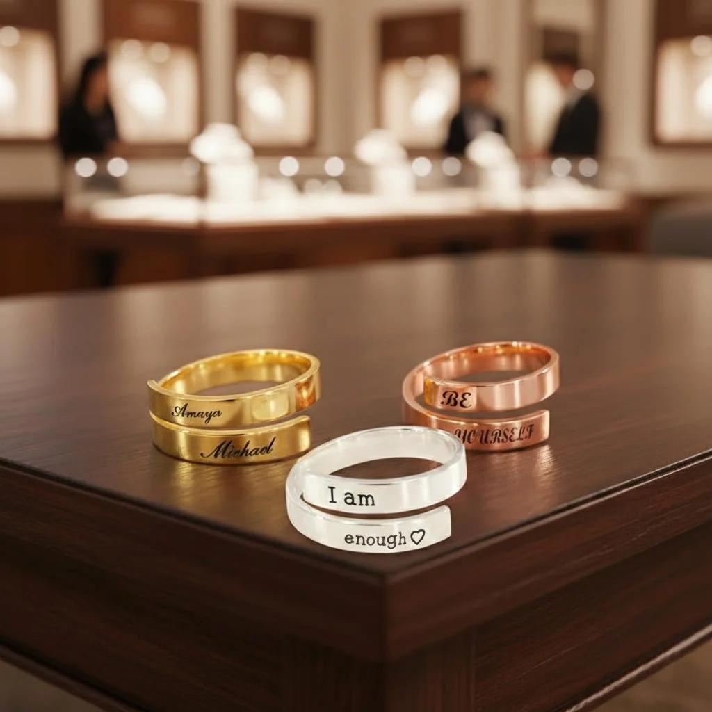 MH Decors Heart Shaped Name Ring – Personalized Love Commitment Ring