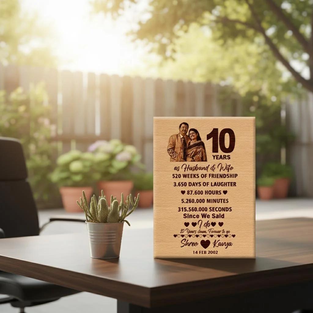 MH Decors Personalized 10 Year Anniversary Gift for Couples