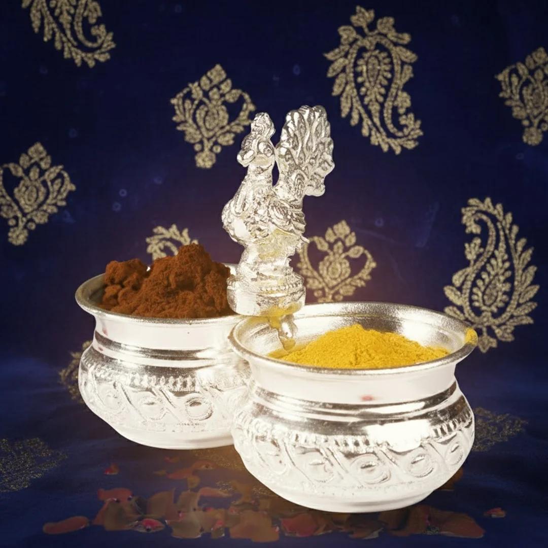 VPH Gift Store Decorative German Silver Panchwala with Two Cups Set of 10