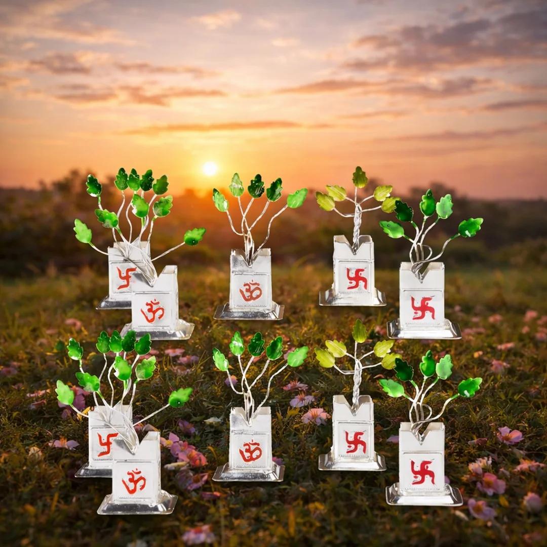 VPH Gift Store Ethnic German Silver 2 Inch Tulsi Miniature Set of 10