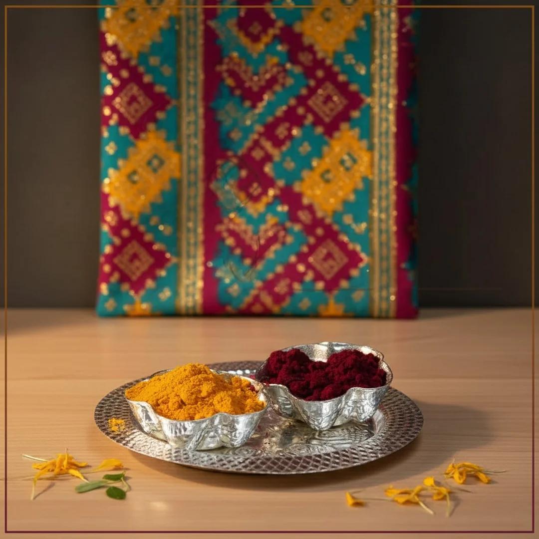 VPH Gift Store Designer German Silver Pasupu Kumkum Holder Set of 10 for Home Temple