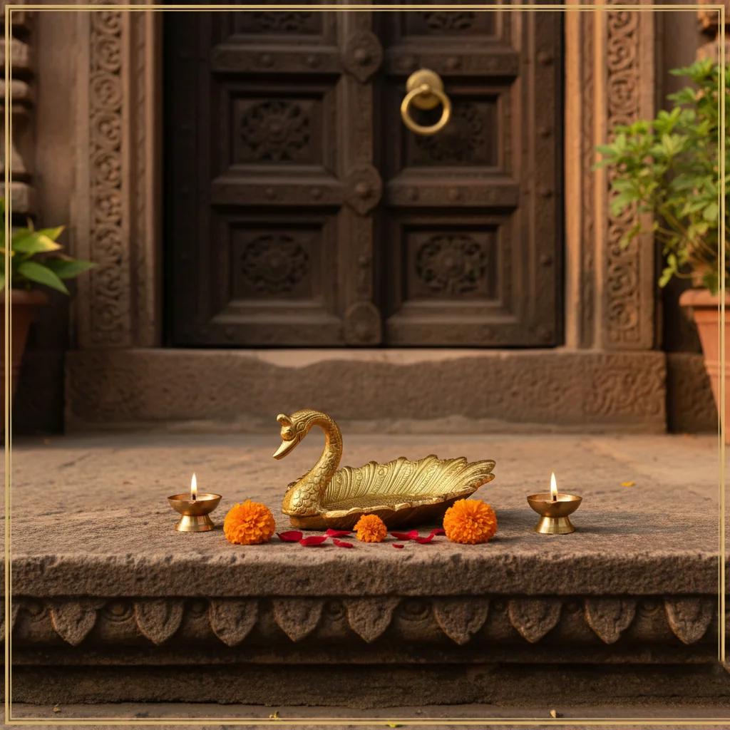 VPH Gift Store Ethnic German Silver Swan Idol for Mandir and Home Decor