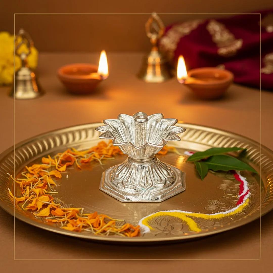 V Gifts German Silver Agarbatti Stand 1 Piece for Religious Use and Home Worship