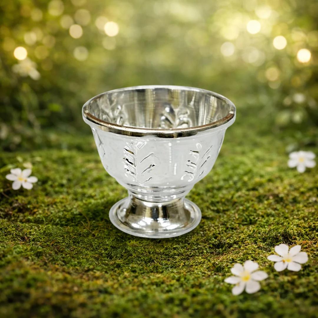 V Gifts Luxury 1 Inch German Silver Bowl for Religious Ceremonies and Rituals