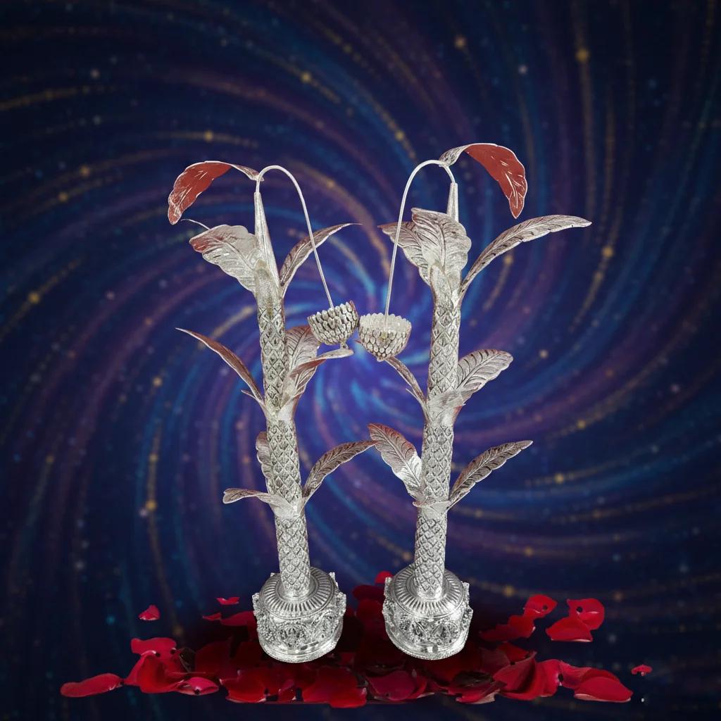 VPH Gift Store 22 Inch Antique German Silver Banana Tree Luxury Home Decoration