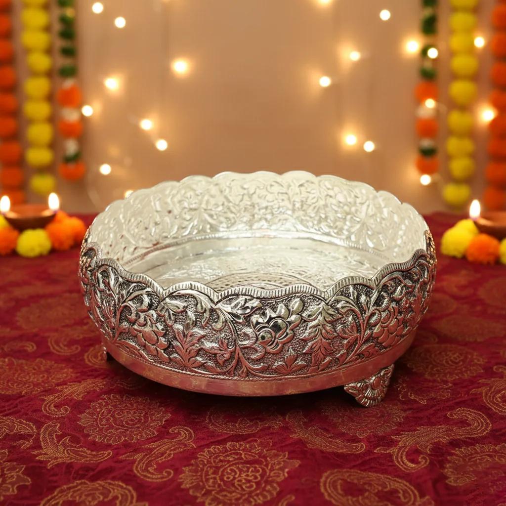 VPH Gift Store 8 Inch Antique Plate in German Silver