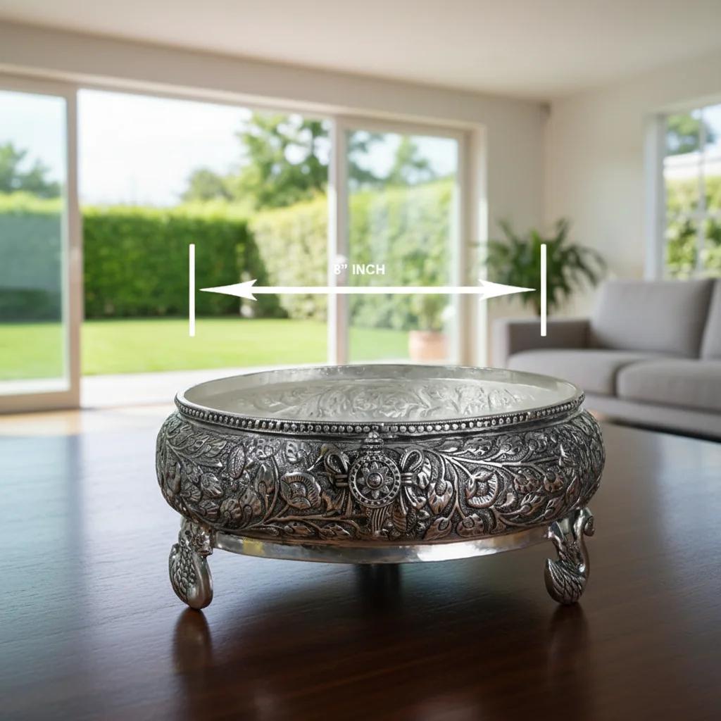 VPH Gift Store German Silver Shanku Chakra Plate Design