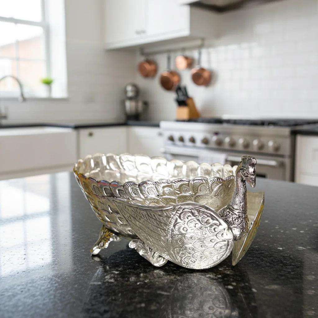 VPH Gift Store Antique Finish German Silver Akshantalu Bowl for Pooja