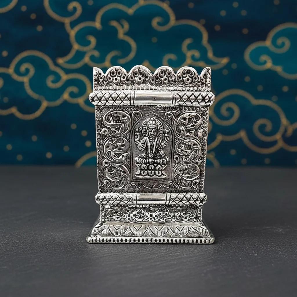 VPH Gift Store Handcrafted 8 Inch Square Tulasi Pot in German Silver for Spiritual Spaces