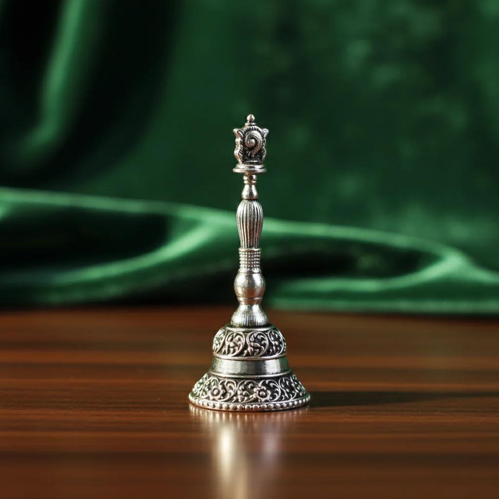 VPH Gift Store Vintage German Silver Antique Bell Elegant Sound for Sacred Ceremonies