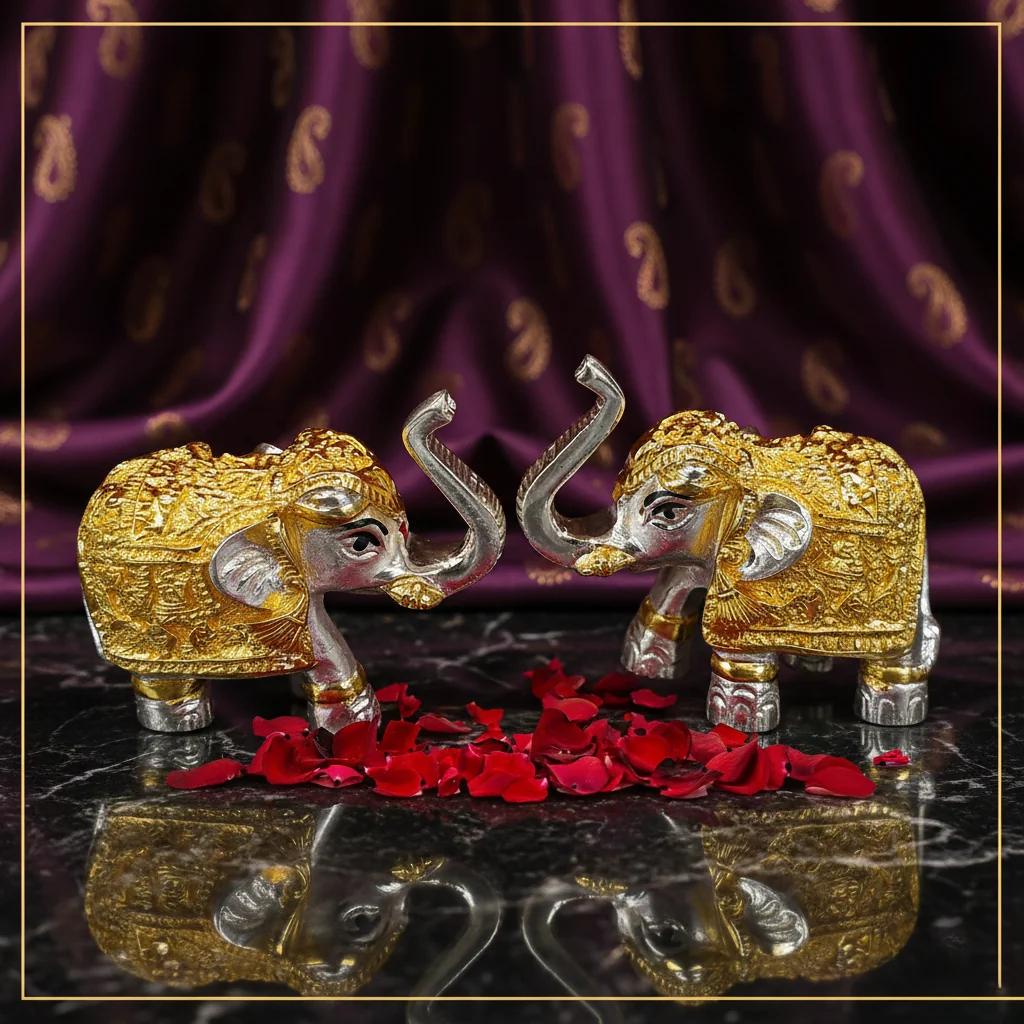 VPH Gift Store German Silver Elephant Pair 1 Inch Set of 2 Pairs