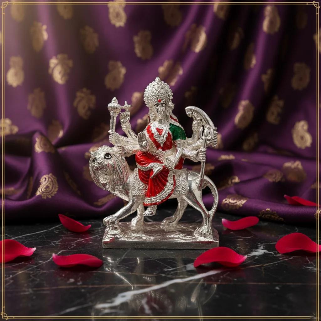 VPH Gift Store 4 Inch German Silver Kanakadurga Idol