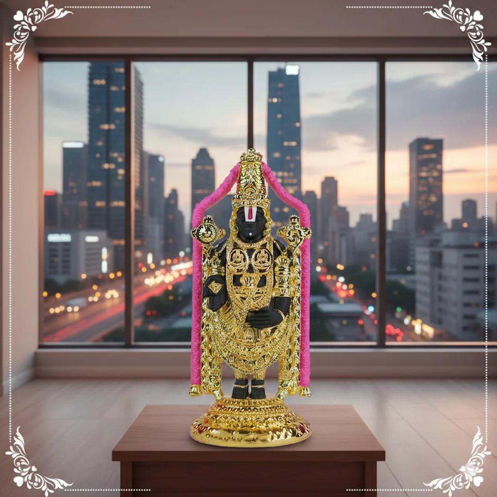 VPH Gift Store Antique Finish German Silver 6 Inch Arch Balaji Idol Home Decoration