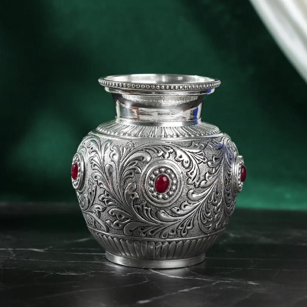 Value Gifts Traditional German Silver Antique Design Kalisam for Temple Decor