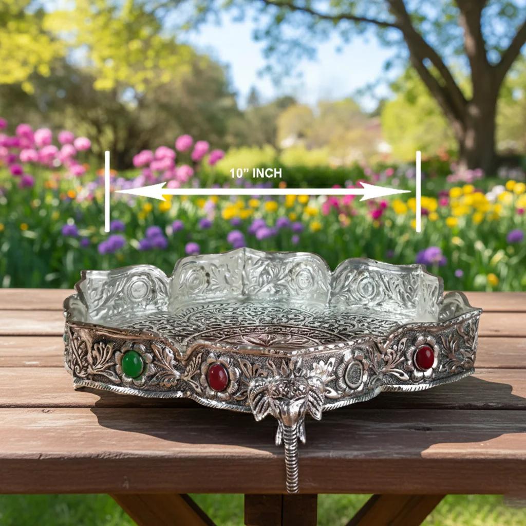 Value Gifts Premium 10 Inch Antique German Silver Star Plate for Traditional Worship