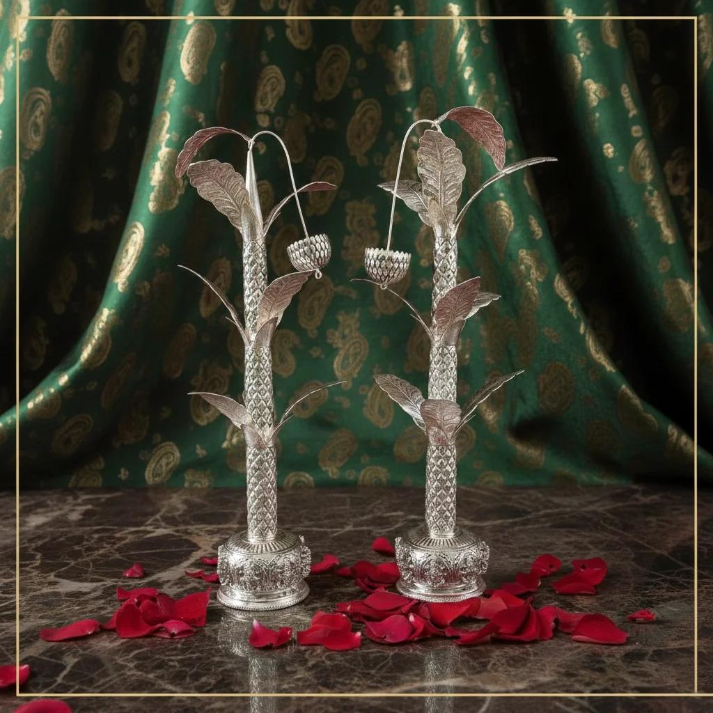 Value Gifts Exquisite Antique German Silver 25 Inch Banana Tree for Sacred Spaces