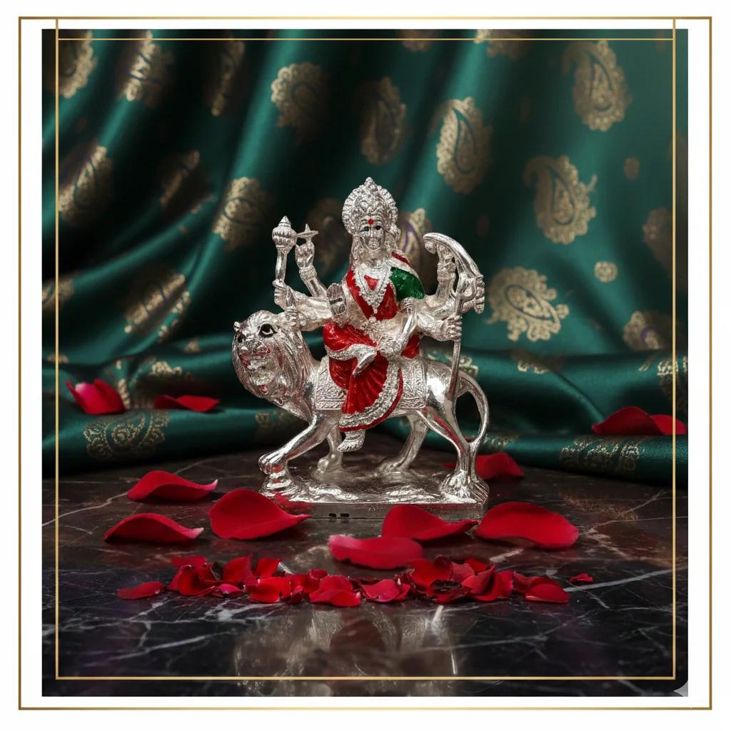 Value Gifts Elegant 5 Inch German Silver Kanaka Durga Idol for Devotional Spaces