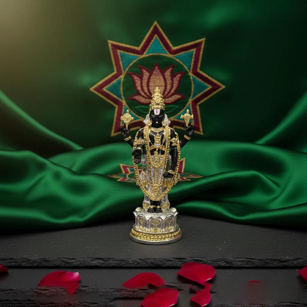 Value Gifts Elegant 4 Inch German Silver Balaji Idol in 2-Tone for Devotional Spaces