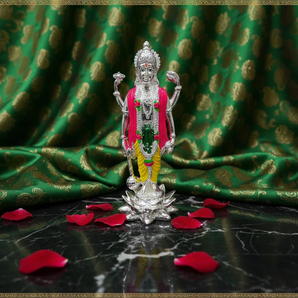 Value Gifts Premium German Silver Satyanarayana Swamy Idol for Prosperity and Blessings