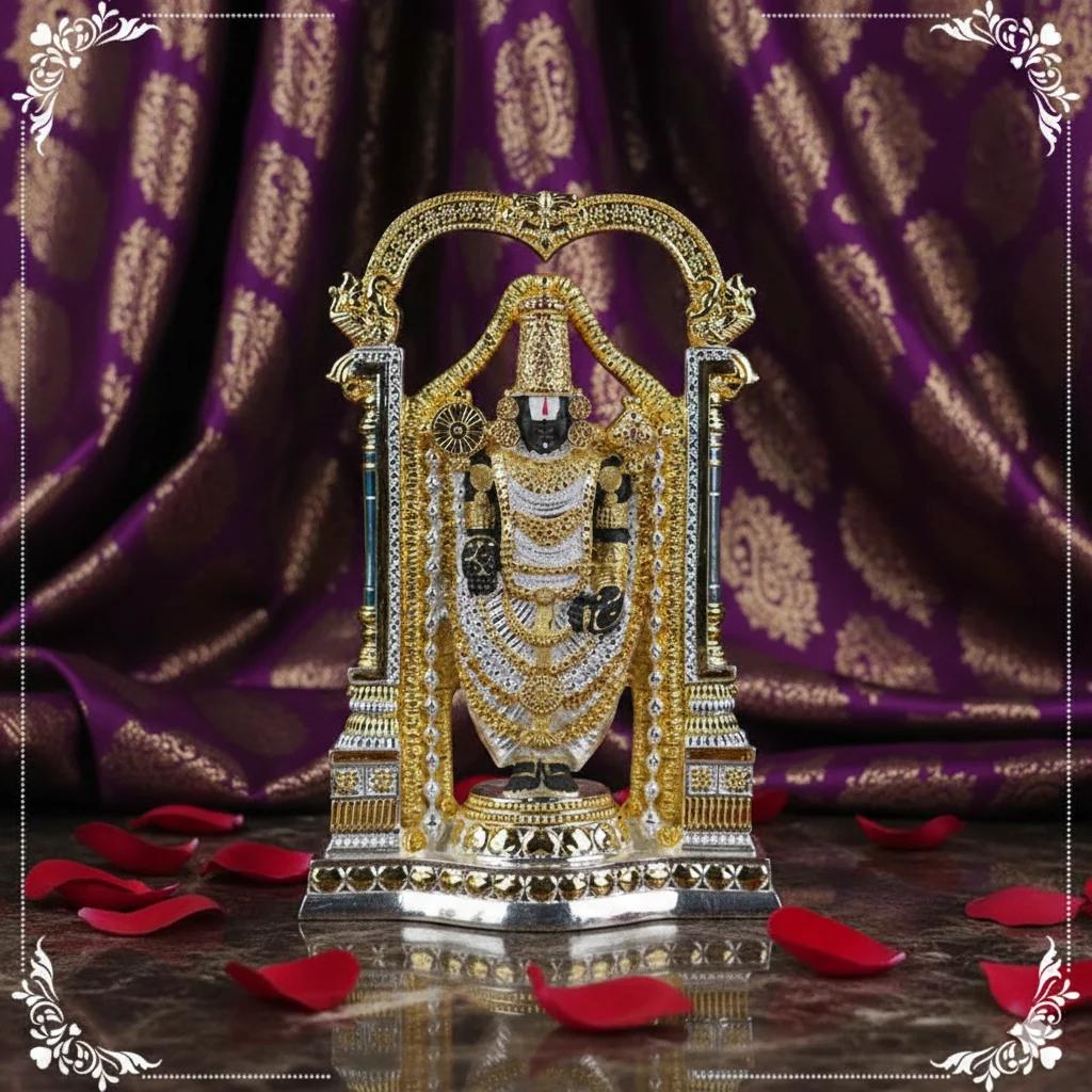 Value Gifts Authentic 8 Inch German Silver Arch Balaji Idol for Blessings