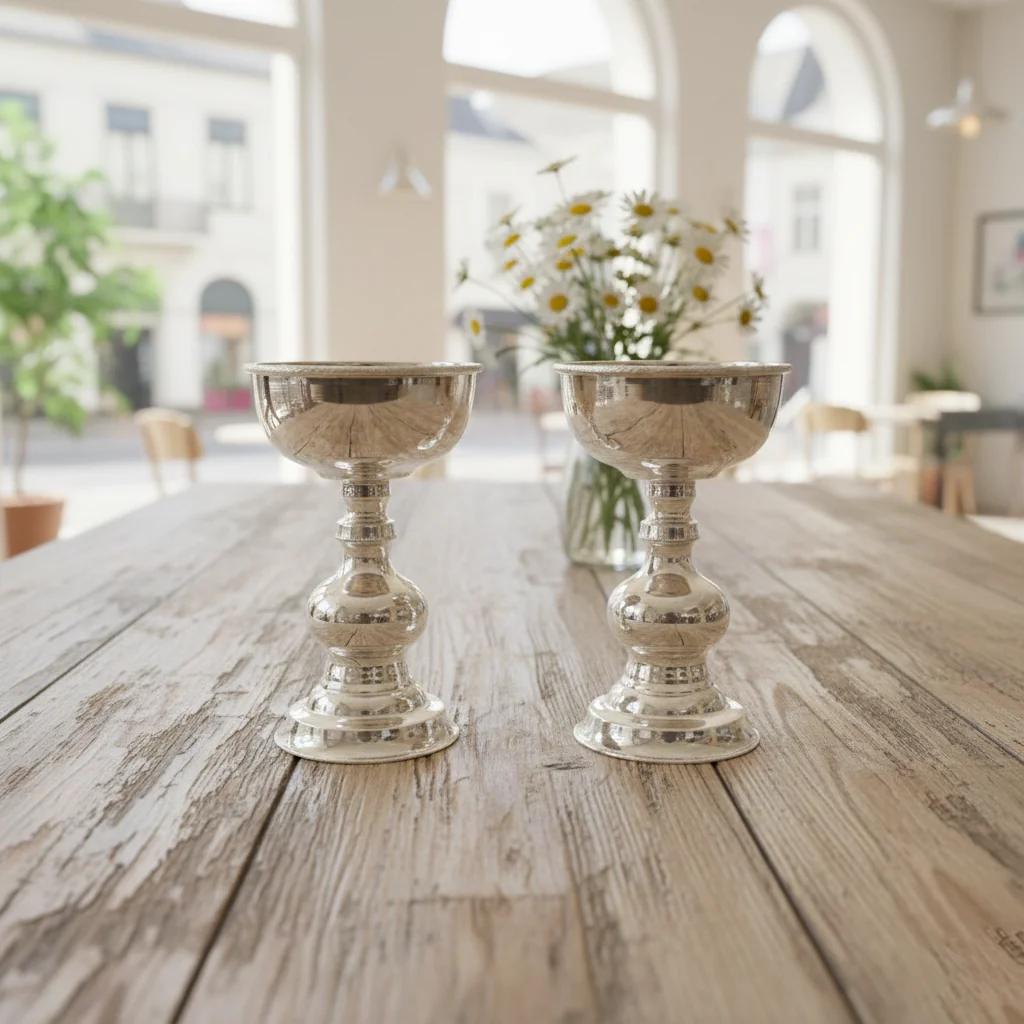 German Silver Diya Set Premium Quality Pooja Accessories for Rituals