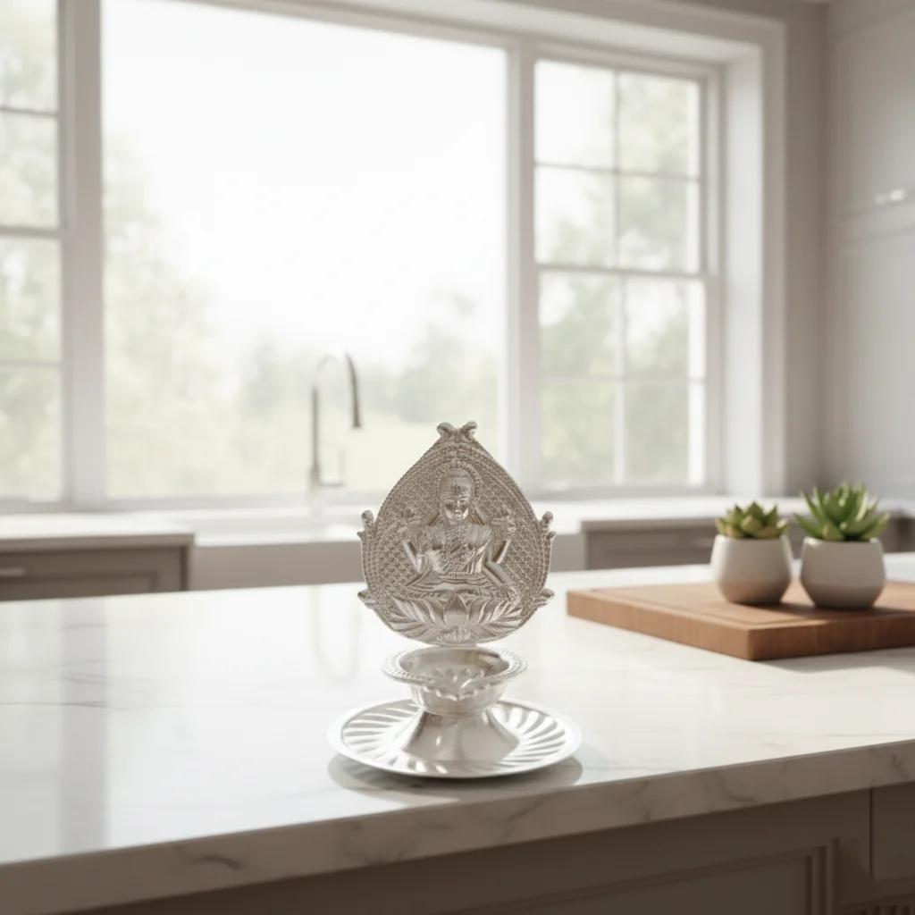 German Silver Lakshmi Diya Premium Pooja Lamp Ideal for Rituals