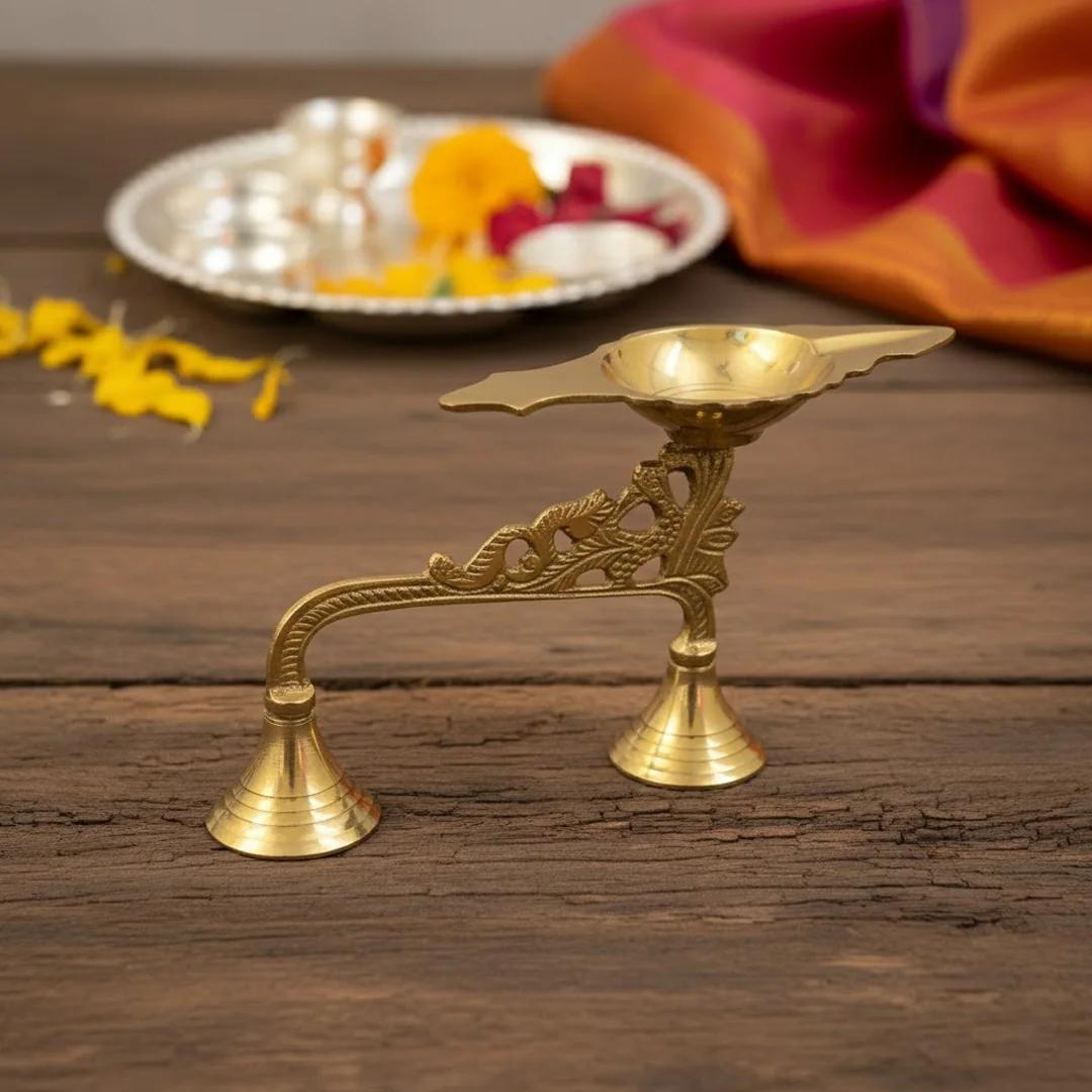 Traditional Brass EkAharathi Stand for Worship
