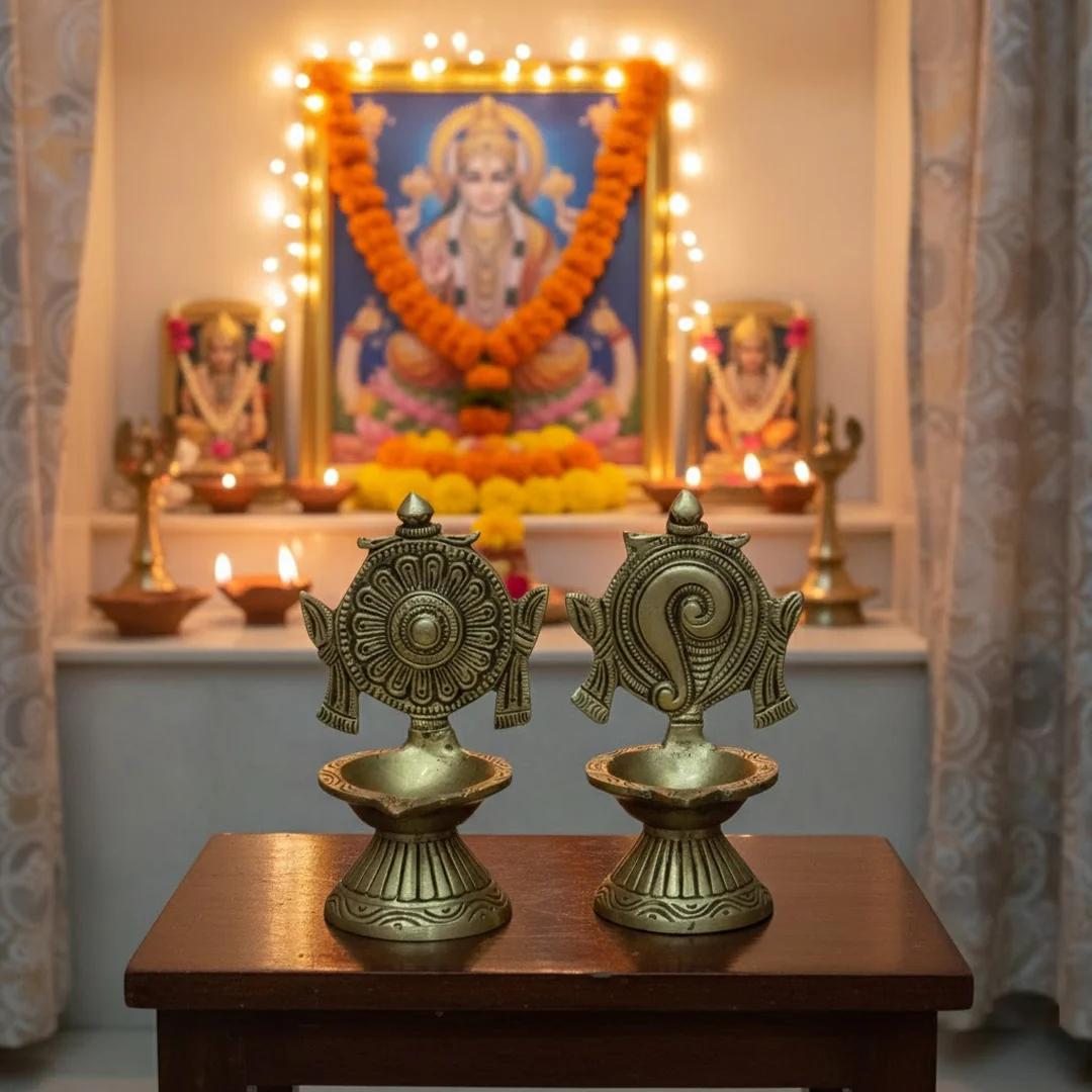Brass Diya Oil Lamp for Mandir and Pooja Rituals
