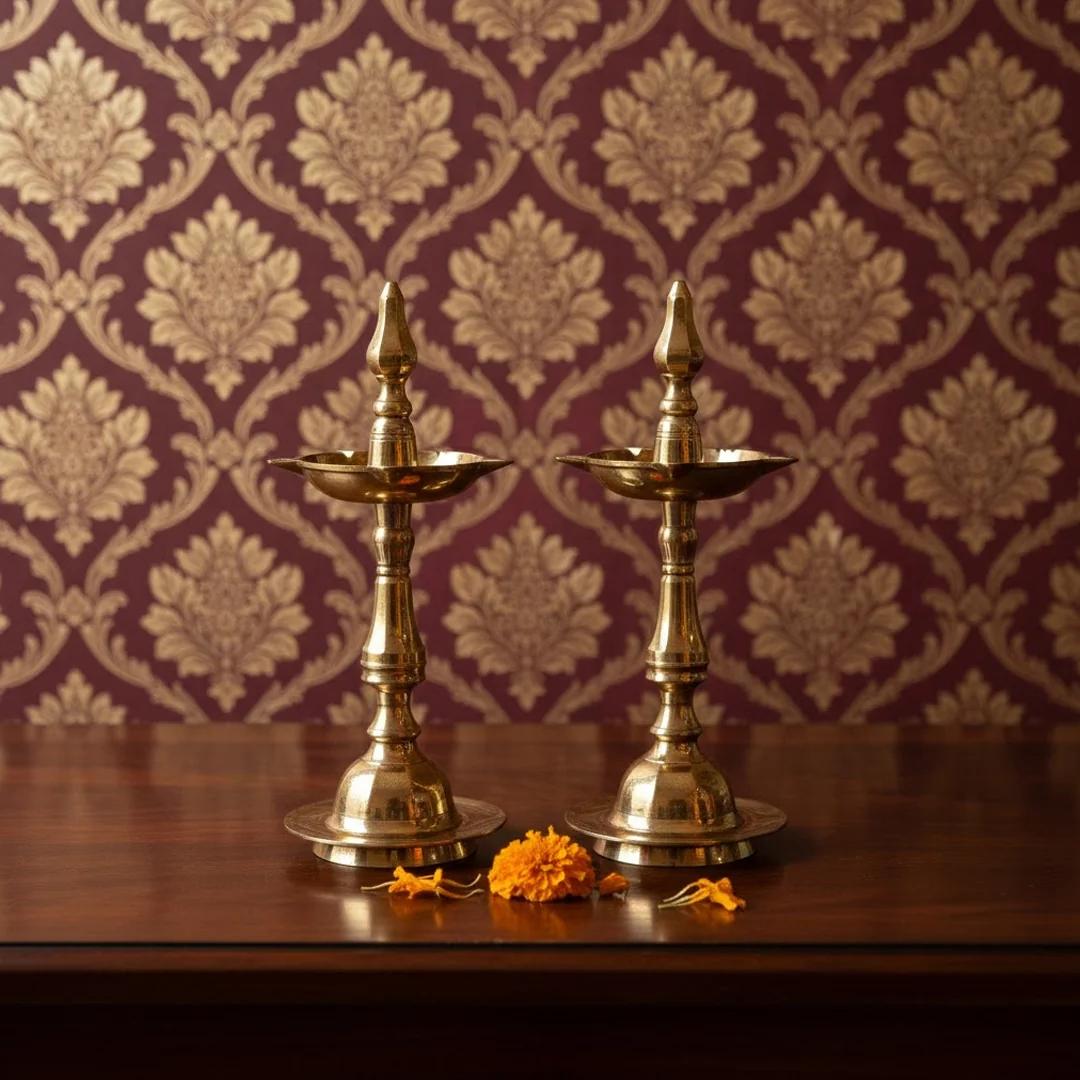 Brass Table Diya for Pooja and Home Altar Rituals
