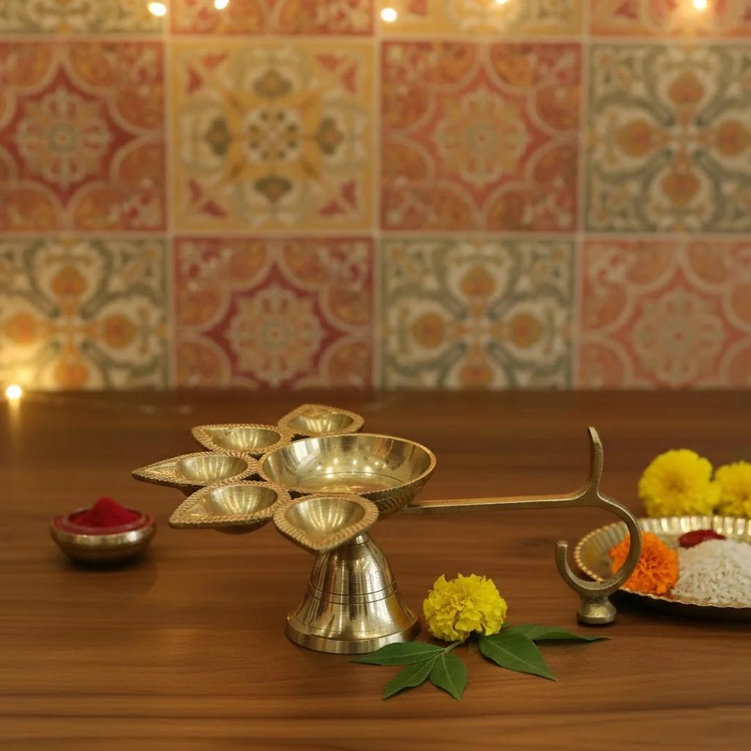 Brass Candle Holder Diya for Pooja and Rituals