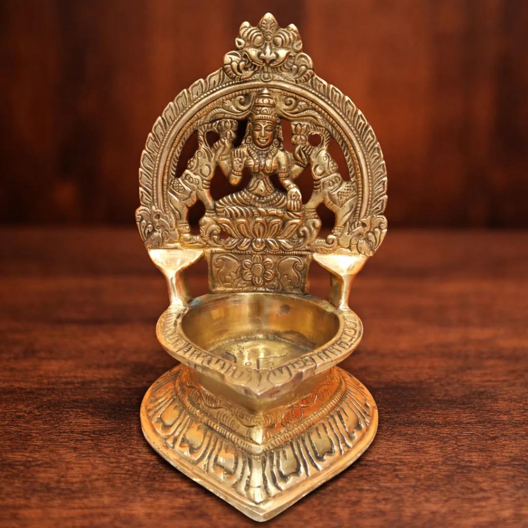 Brass Kamakshi Deepam Oil Lamp for Home Worship