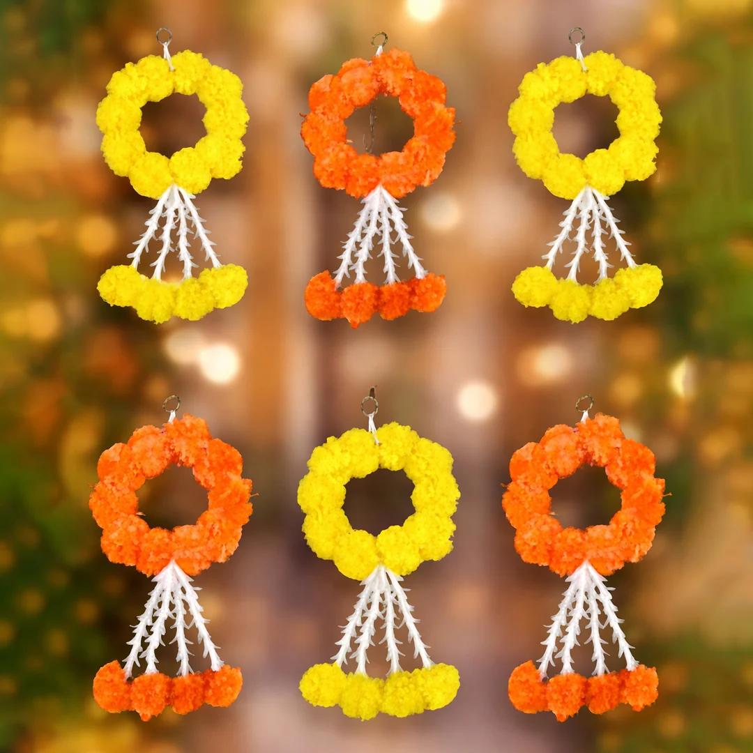 VPH Gift Store Pack of 6 Flower Hangings for Temple & Festive Decor