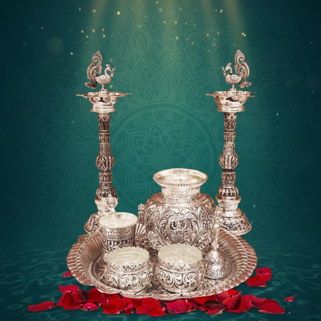 Value Gifts Premium Luxury Antique Pooja Thali Set Combo